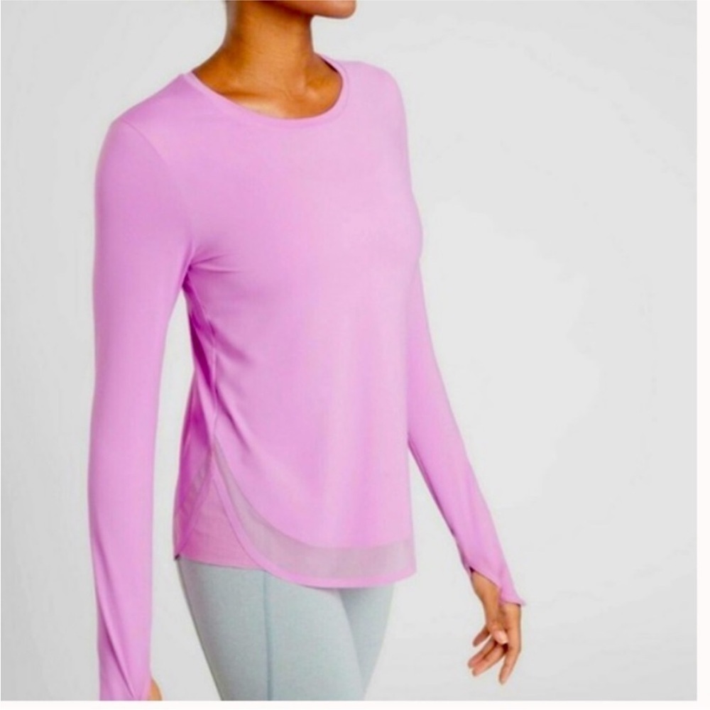 Athleta Cadence Long Sleeve Athletic Top Mesh Panels Size Small